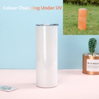 Blank Stainless Steel Double wall Skinny Tumbler Mug 20oz UV Colour Changing for Sublimation Printing