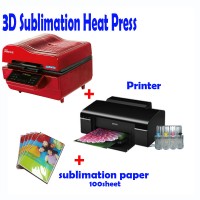 3D VACUUM DYE SUBLIMATION ink HEAT PRESS + Printer (Sublimation ink included) + Paper