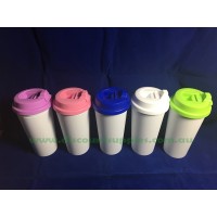 Blank Sublimation polymer Coffee Double Wall Tumblers sippy lids 3D Sublimation tapered Mug 450ml