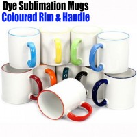 Colour Rim and Handle MUGS 11oz with gift box DYE SUBLIMATION- BEST FOR SUBLIMATION INK