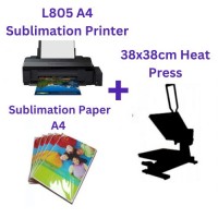 Epson L805 A4 SUBLIMATION Printer +  Sublimation Paper A4 + 38X38CM HEAT PRESS 