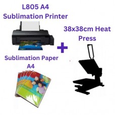 Epson L805 A4 SUBLIMATION Printer +  Sublimation Paper A4 + 38X38CM HEAT PRESS 